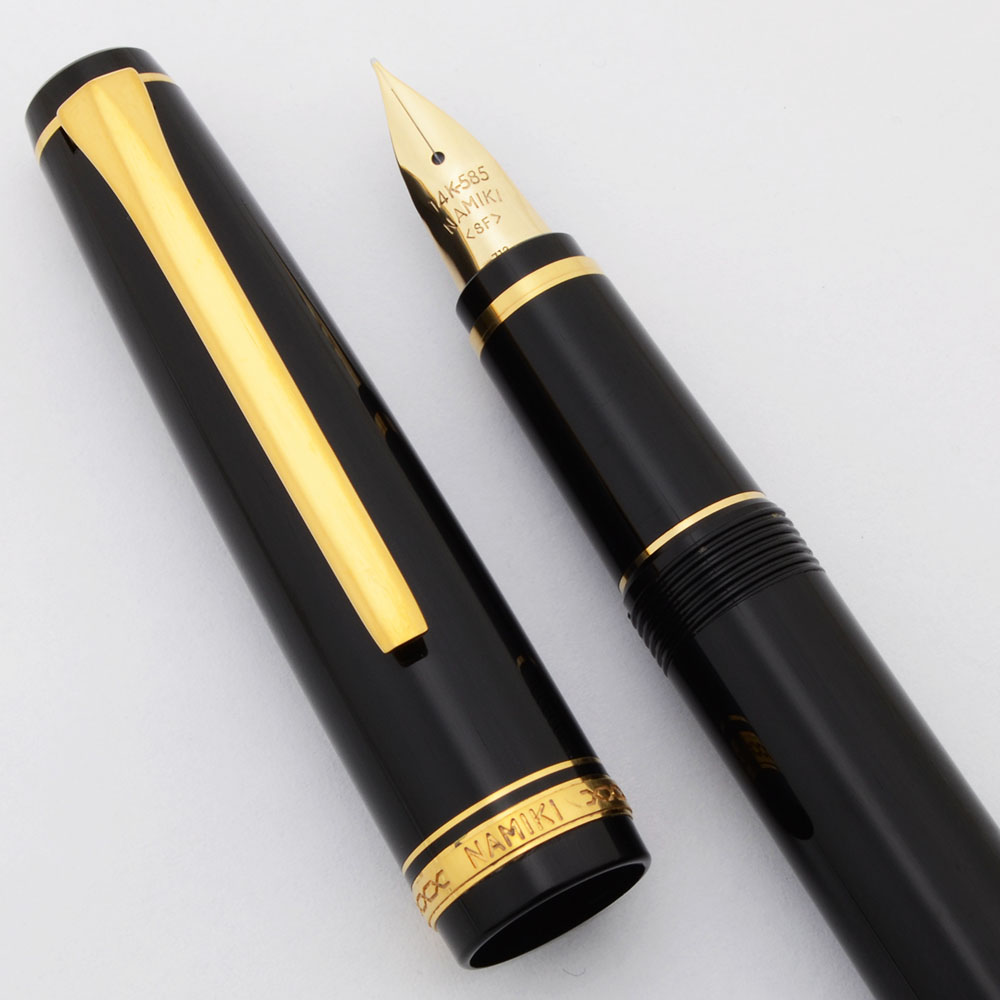 @＜バルーン＞NAMIKI ファルコン 万年筆 14K SM Namiki Falcon Fountain Pen (2013) - Black w Gold Trim, Flexible SF
